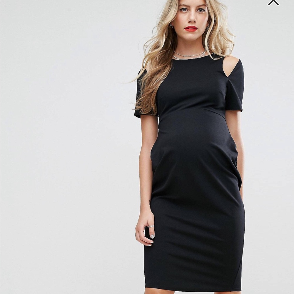 NWT ASOS Black Maternity dress cutout shoulders